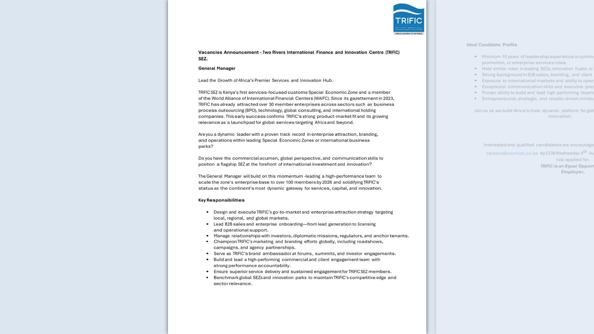 Two Rivers International Finance & Innovation Centre (TRIFIC)